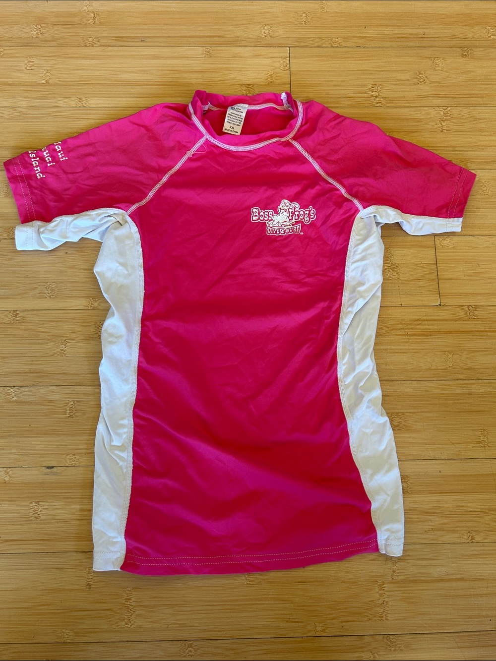 Boss Pink and White Short-Sleeve Rash Guard
